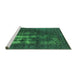 Sideview of Machine Washable Oriental Green Industrial Area Rugs, wshurb1893grn