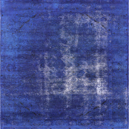Square Mid-Century Modern Sapphire Blue Oriental Rug, urb1893