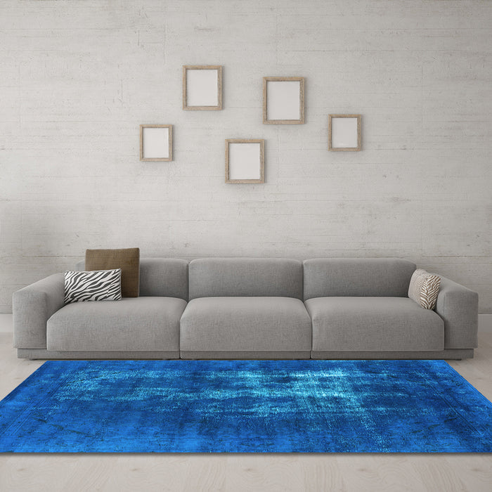 Machine Washable Oriental Light Blue Industrial Rug in a Living Room, wshurb1893lblu