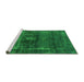 Sideview of Machine Washable Oriental Green Industrial Area Rugs, wshurb1894grn