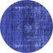 Round Oriental Blue Industrial Rug, urb1894blu