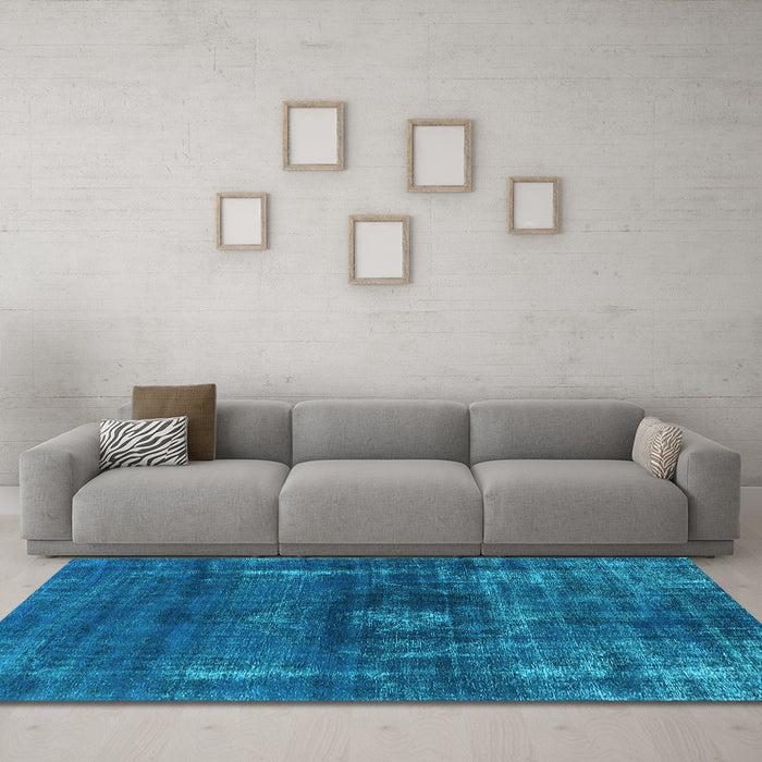 Machine Washable Oriental Light Blue Industrial Rug in a Living Room, wshurb1894lblu
