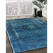 Mid-Century Modern Blue Ivy Blue Oriental Rug in Family Room, urb1894