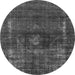 Round Machine Washable Oriental Gray Industrial Rug, wshurb1894gry