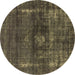 Round Oriental Brown Industrial Rug, urb1894brn