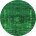 Round Oriental Green Industrial Rug, urb1894grn