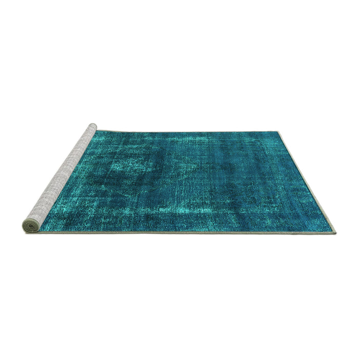 Sideview of Machine Washable Oriental Turquoise Industrial Area Rugs, wshurb1894turq