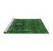 Sideview of Machine Washable Oriental Emerald Green Industrial Area Rugs, wshurb1894emgrn