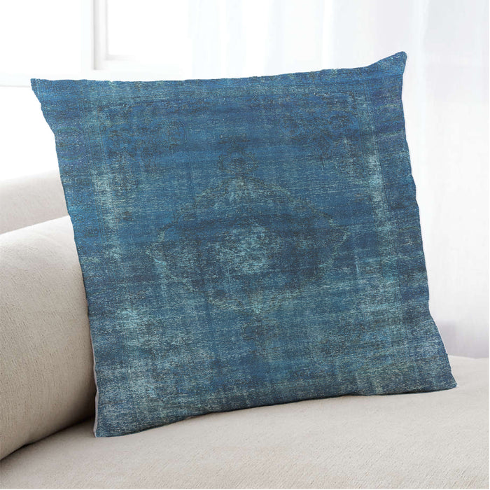 Lifestyle Image of Mid-Century Modern Urban Square Blue Ivy Blue Throw Pillow, 18 inch by 18 inch, pwurb1894
