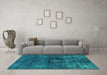 Machine Washable Oriental Turquoise Industrial Area Rugs in a Living Room,, wshurb1894turq