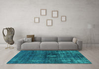 Machine Washable Oriental Turquoise Industrial Rug, wshurb1894turq