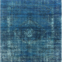 Square Machine Washable Industrial Modern Blue Ivy Blue Rug, wshurb1894