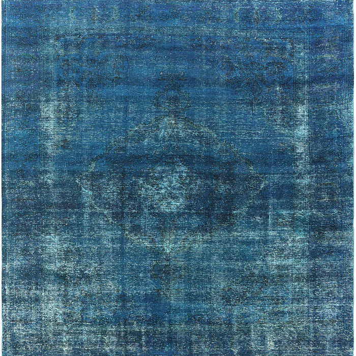 Square Machine Washable Industrial Modern Blue Ivy Blue Rug, wshurb1894