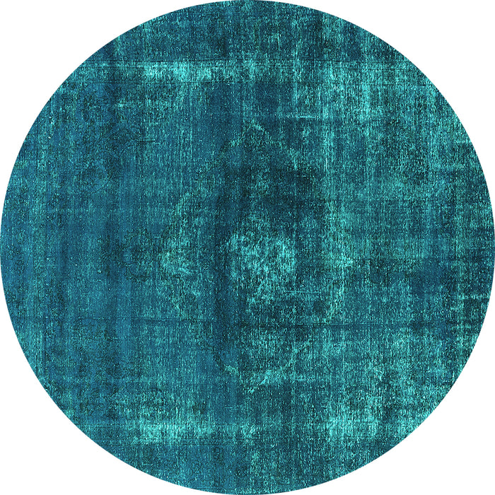 Round Oriental Turquoise Industrial Rug, urb1894turq