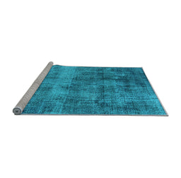 Sideview of Machine Washable Oriental Light Blue Industrial Rug, wshurb1895lblu