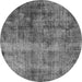 Round Oriental Gray Industrial Rug, urb1895gry