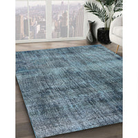 Mid-Century Modern Koi Blue Oriental Rug, urb1895