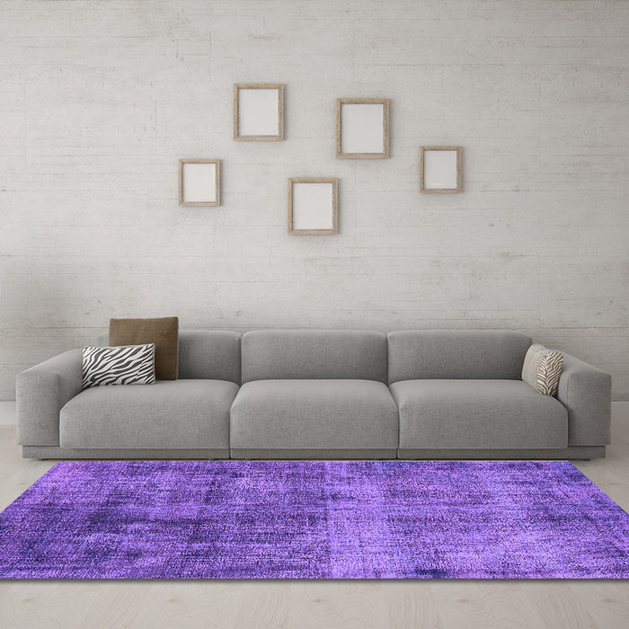 Machine Washable Oriental Purple Industrial Area Rugs in a Living Room, wshurb1895pur