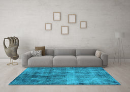 Machine Washable Oriental Light Blue Industrial Rug in a Living Room, wshurb1895lblu