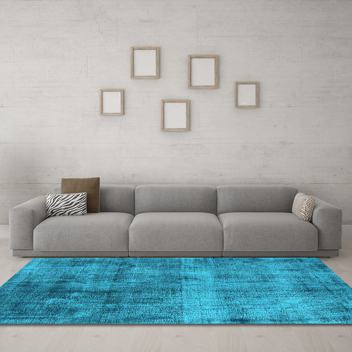 Machine Washable Oriental Light Blue Industrial Rug in a Living Room, wshurb1895lblu