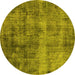 Round Oriental Yellow Industrial Rug, urb1895yw