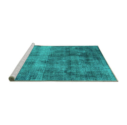 Sideview of Machine Washable Oriental Turquoise Industrial Area Rugs, wshurb1895turq