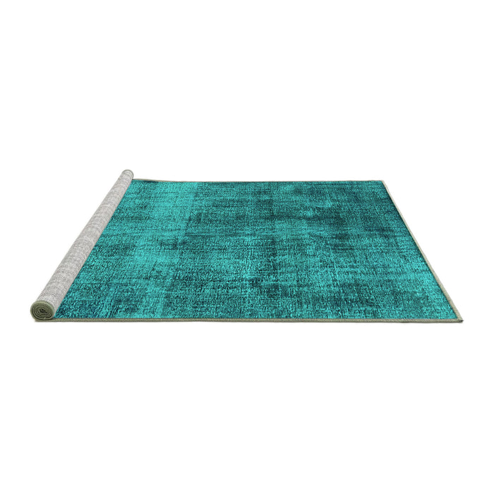 Sideview of Machine Washable Oriental Turquoise Industrial Area Rugs, wshurb1895turq