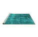 Sideview of Machine Washable Oriental Turquoise Industrial Area Rugs, wshurb1895turq