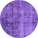 Round Oriental Purple Industrial Rug, urb1895pur