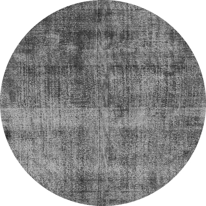 Round Machine Washable Oriental Gray Industrial Rug, wshurb1895gry