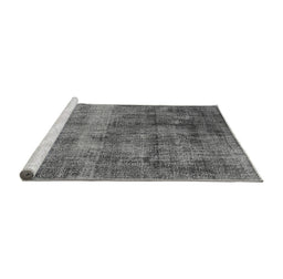 Sideview of Machine Washable Oriental Gray Industrial Rug, wshurb1895gry