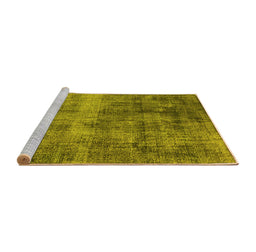 Sideview of Machine Washable Oriental Yellow Industrial Rug, wshurb1895yw