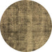 Round Oriental Brown Industrial Rug, urb1895brn