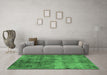 Machine Washable Oriental Emerald Green Industrial Area Rugs in a Living Room,, wshurb1895emgrn