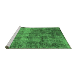 Sideview of Machine Washable Oriental Emerald Green Industrial Area Rugs, wshurb1895emgrn
