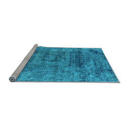 Sideview of Machine Washable Oriental Light Blue Industrial Rug, wshurb1896lblu