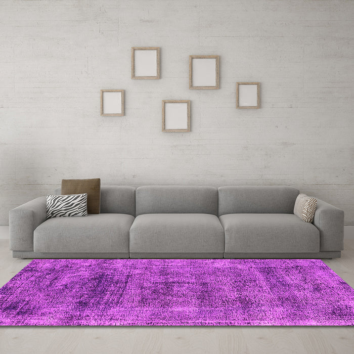 Machine Washable Oriental Pink Industrial Rug in a Living Room, wshurb1896pnk