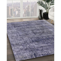 Mid-Century Modern Purple Navy Blue Oriental Rug, urb1896