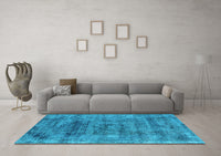 Machine Washable Oriental Light Blue Industrial Rug, wshurb1896lblu