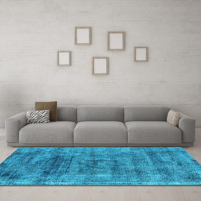 Machine Washable Oriental Light Blue Industrial Rug in a Living Room, wshurb1896lblu