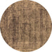 Round Oriental Brown Industrial Rug, urb1896brn