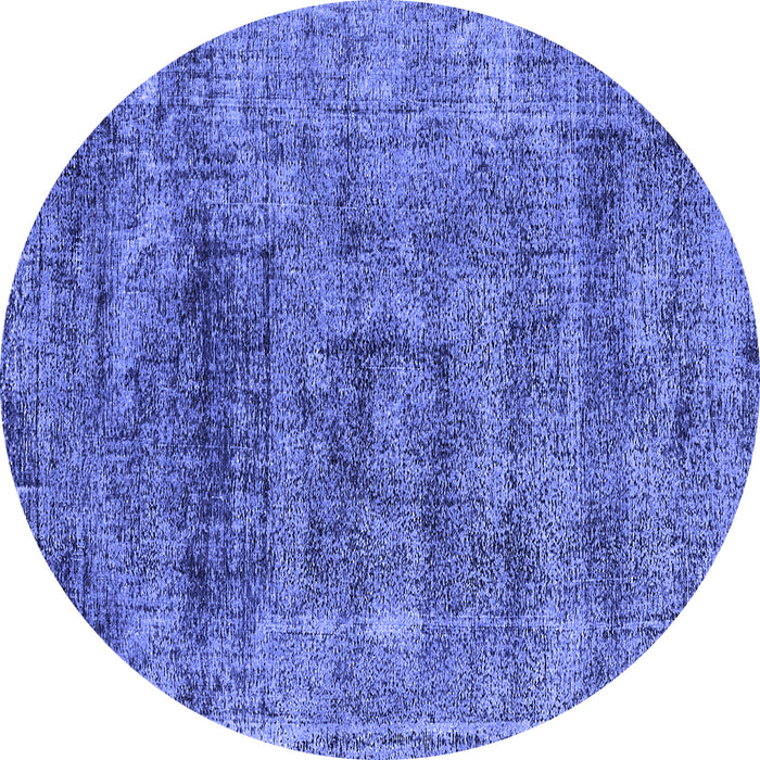 Round Machine Washable Oriental Blue Industrial Rug, wshurb1896blu