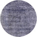 Round Machine Washable Industrial Modern Purple Navy Blue Rug, wshurb1896