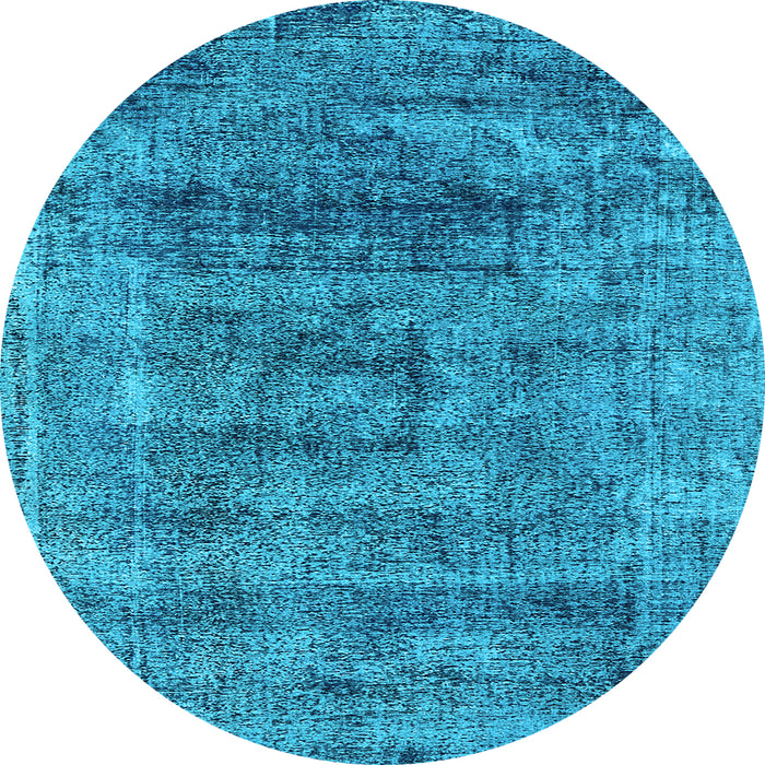 Round Machine Washable Oriental Light Blue Industrial Rug, wshurb1896lblu