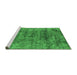 Sideview of Machine Washable Oriental Green Industrial Area Rugs, wshurb1896grn