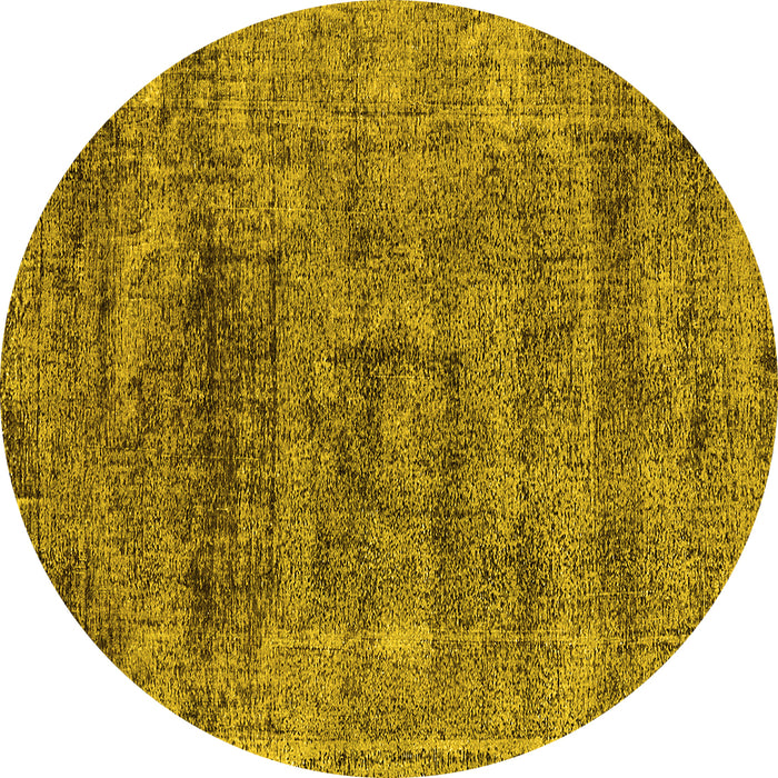 Round Oriental Yellow Industrial Rug, urb1896yw
