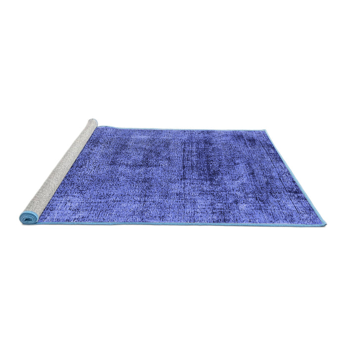 Sideview of Machine Washable Oriental Blue Industrial Rug, wshurb1896blu