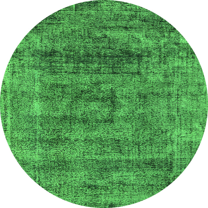 Round Oriental Green Industrial Rug, urb1896grn