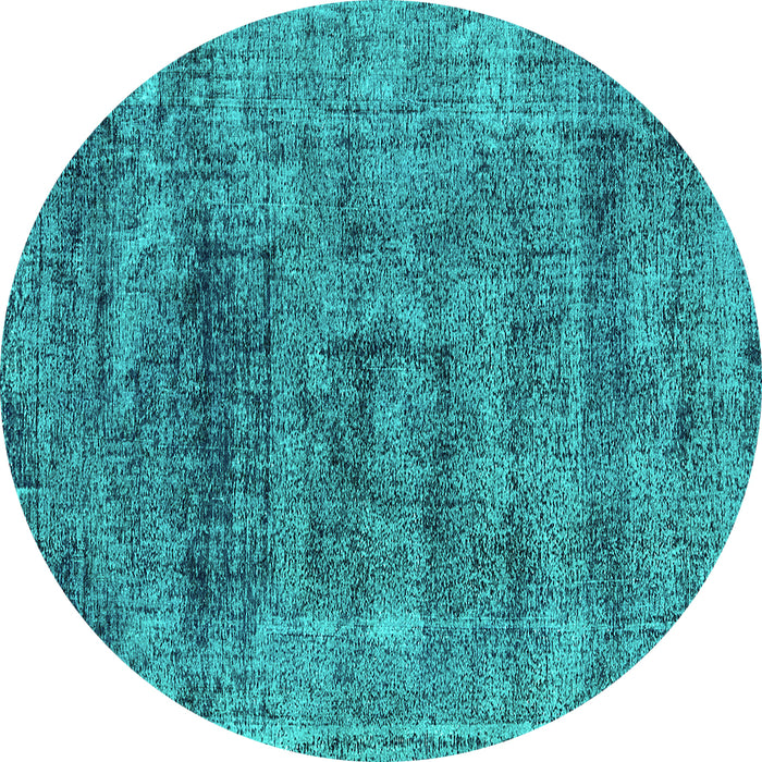 Round Oriental Turquoise Industrial Rug, urb1896turq