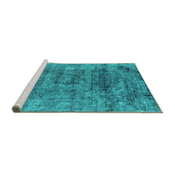 Sideview of Machine Washable Oriental Turquoise Industrial Area Rugs, wshurb1896turq